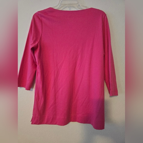 L.L Bean Pima Tops Split-Neck Tunic 3/4 Sleeve - Picture 4 of 10